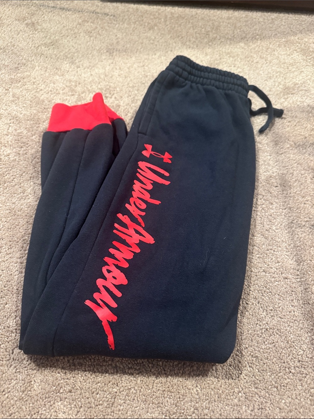 Under Armour Black Joggers with Red Script Logo